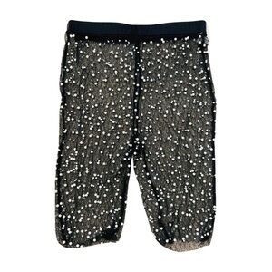 Black See Through Pearl Embellished Festival Bike Shorts
